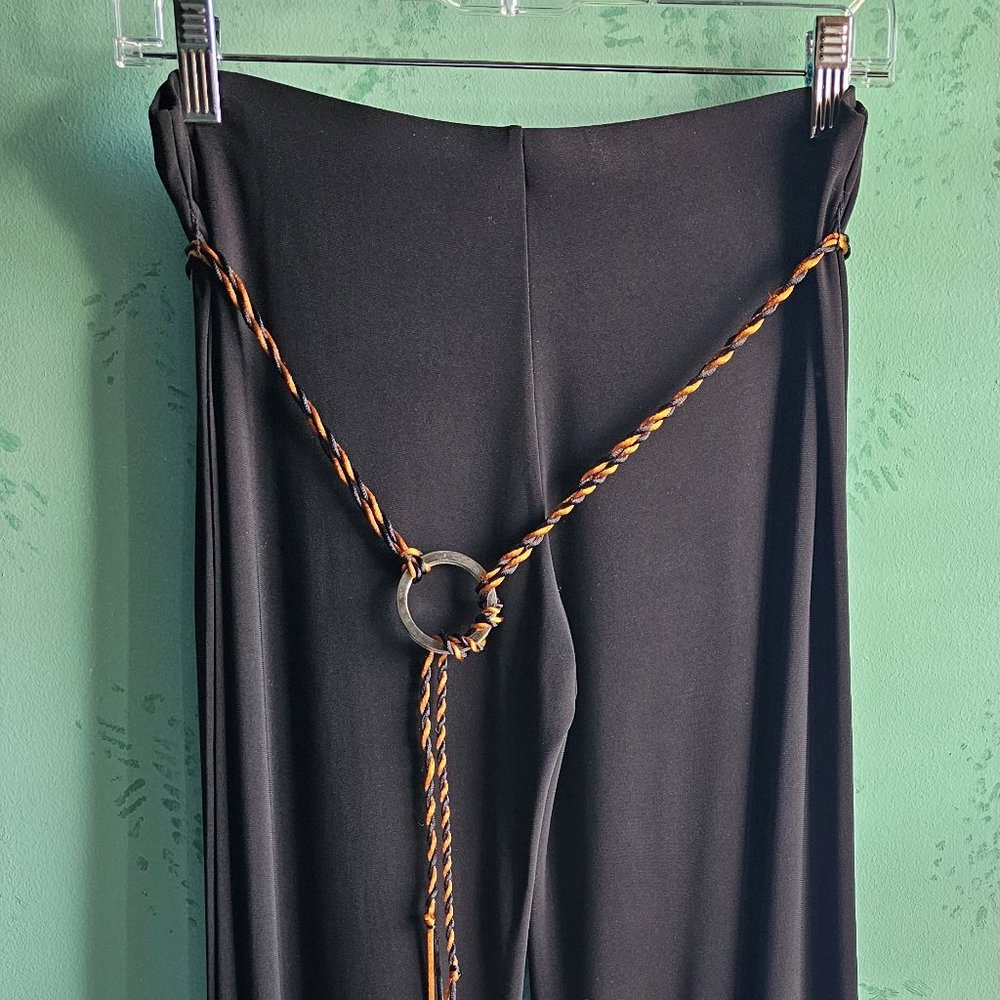 NWT Women's VOVO Palazzo Black Long Pants with Belt Accent Size Large